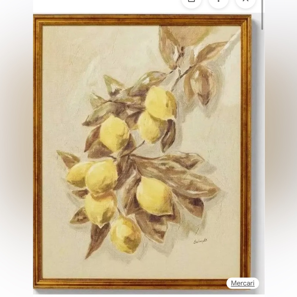 SET OF 2 Threshold Framed Lemon Branch Botanical Art Print - Yellow & Brown